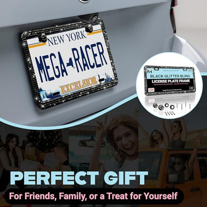 Elegant Black Bling License Plate Frame for Women (Black / 1 Piece)