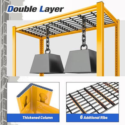 40" W Yellow Garage Shelving with Double (40" W X 19.7" D X 59.9" H)