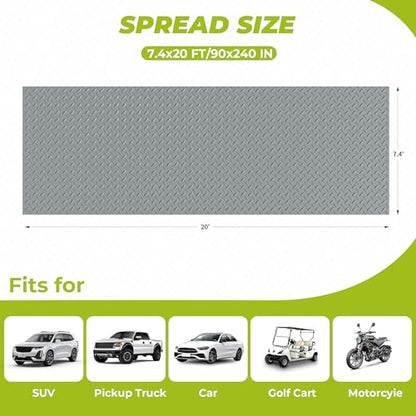 7'4"x 20' Garage Floor Mat (Diamond Plate Pvc Garage Mat / 7'4"x 20')
