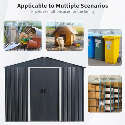 8x10 FT Outdoor Storage Shed (8x10 FT/No Window / Black)