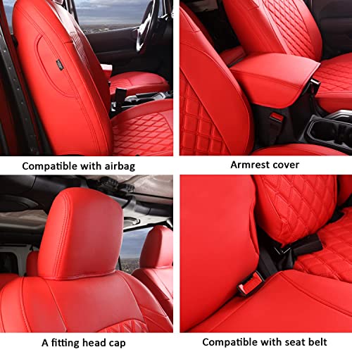 Wrangler JL Seat Covers Custom Fit for Jeep Wrangler (Red / 18-26 JL 4 Door Without Rear Cup Holder Full Set)