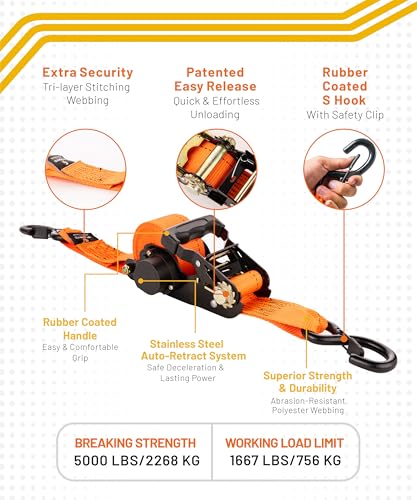 2PCs Retractable Ratchet Tie (Orange)