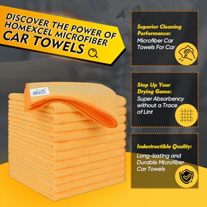 Yellow Microfiber Cleaning Cloths 12 Pack (Yellow / 12.5 x 12.5 Inch)