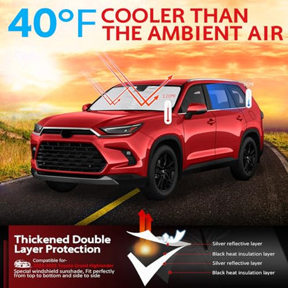 Windshield Sun Shade for 2024 (for 2024-2026 Toyota Grand Highlander)