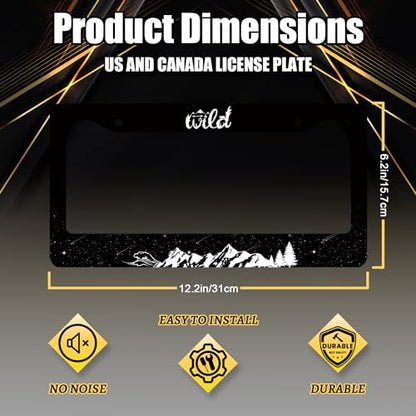 Stainless Steel Mountain Waves Forest Starry Sky License Plate Frame (Waves Mountains Forest Stars-)
