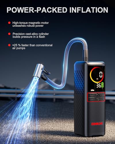 GT160 Tire Inflator Portable Air Compressor (‎Black-red)
