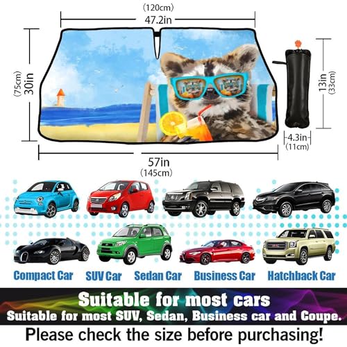 Funny Animal Car Windshield Sun Shade Umbrella (Funny Raccoon-1)