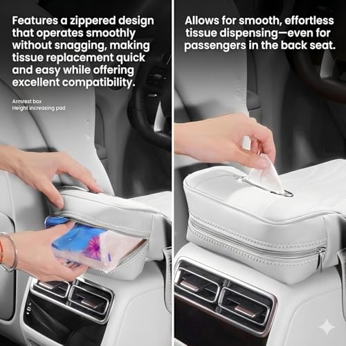 Car Center Console Cover with Tissue Box Holder (Black-2)