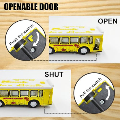 Double Decker Bus Open Door Die Cast Metal Toy Cars Pull Back 5 Pack (City Bus)