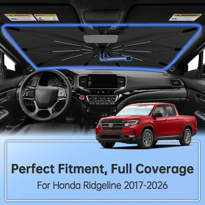Windshield Sun Shade Umbrella for Honda Ridgeline 2017 (for Honda Ridgeline 2017-2026)