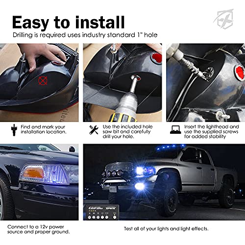 Blue LED Hideaway Strobe Lights Kit (Blue / 4 pcs)