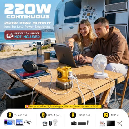 220W Power Inverter Compatible with DeWALT 20V Battery (2-pack / Yellow)