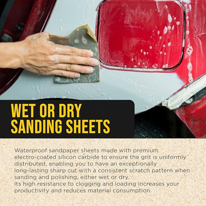 5-1/2" x 9" Wet or Dry Sandpaper Sheets, 7000 Grit, Box of 25 (7000-Grit)
