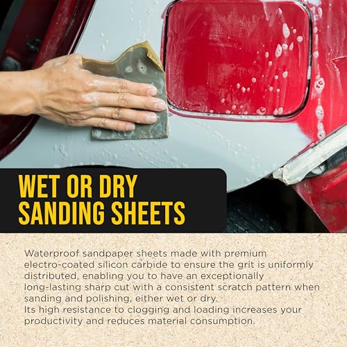 5-1/2" x 9" Wet or Dry Sandpaper Sheets, 5000 Grit, Box of 25 (5000-Grit)