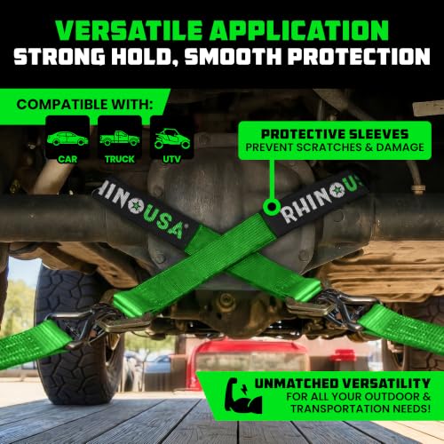 Car Hauler Tie Down Straps (Green / J-Hook)