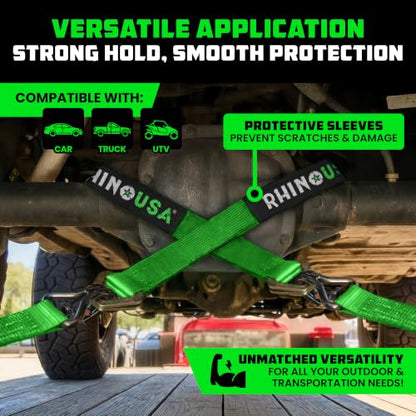 Car Hauler Tie Down Straps (Green / J-Hook)