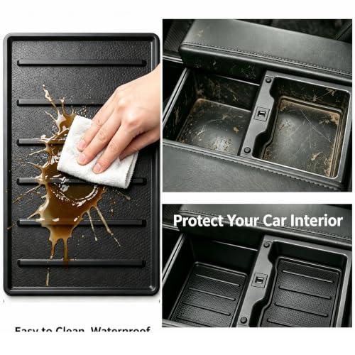 Center Console Tray Liner for Toyota Tundra Accessories 2022 (Dark black)