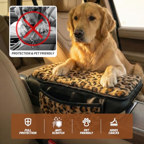 Plush Fuzzy Car Center Console Cover with Side Pockets
