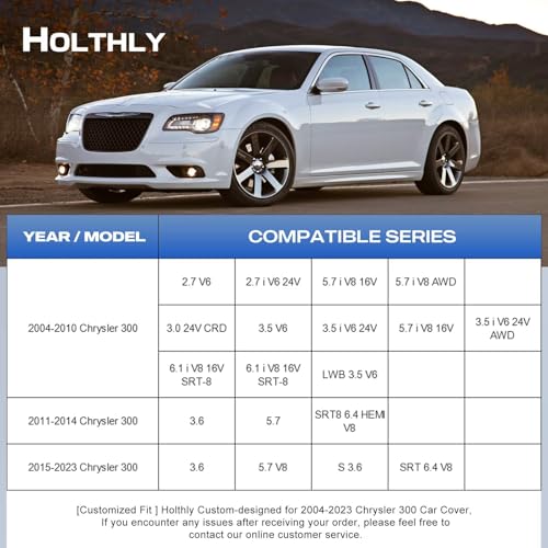 10 Layers Car Cover Custom Fit for Chrysler 300 (Black Gray / Custom Fit for Chrysler 300)