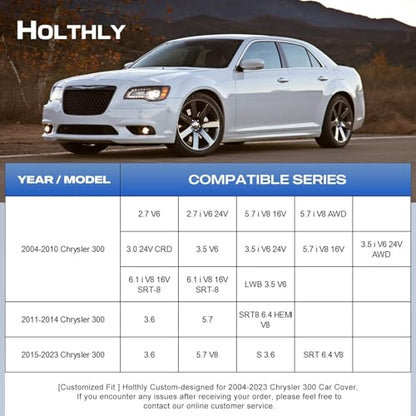 10 Layers Car Cover Custom Fit for Chrysler 300 (Black Gray / Custom Fit for Chrysler 300)
