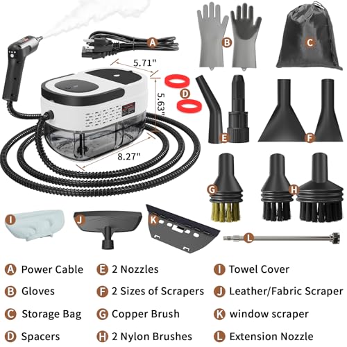 Handheld Steam Cleaner for Home (White / 16PCs)