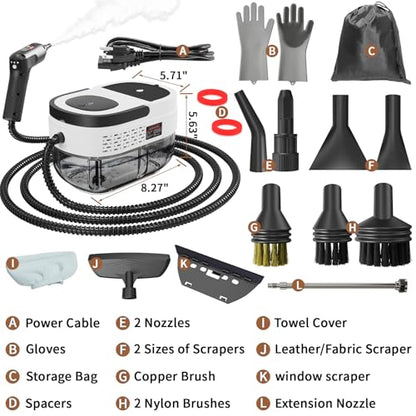 Handheld Steam Cleaner for Home (White / 16PCs)