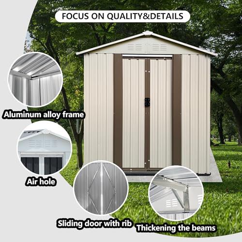 5x3 FT Outdoor Storage Shed (5x3 FT / Cream White)
