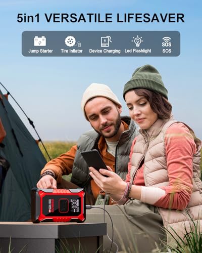 A3 12V 3000A Portable Jump Starter with Air Compressor (Red)