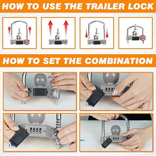 1 Pack Universal Hitch Lock with Combination Lock (Gray)
