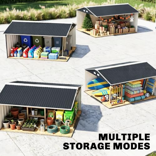 11' x 13' Outdoor Storage Shed Garden Tool Metal Shed Dark Gray (Dark Gray / 11' x 13')