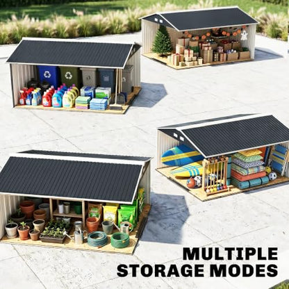 11' x 13' Outdoor Storage Shed Garden Tool Metal Shed Dark Gray (Dark Gray / 11' x 13')