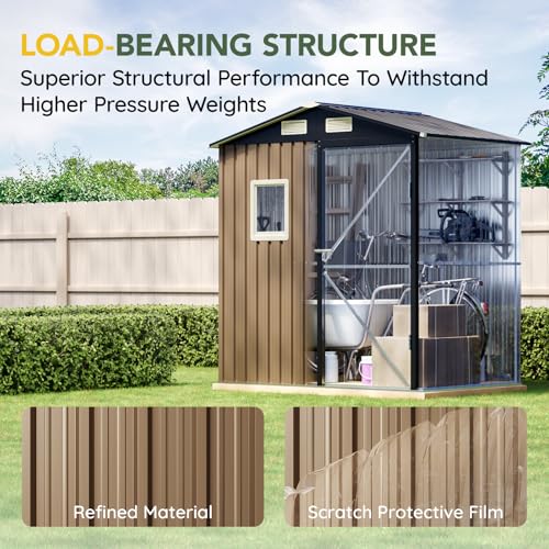 Outdoor Steel Storage Shed (6X4FT / Brown)