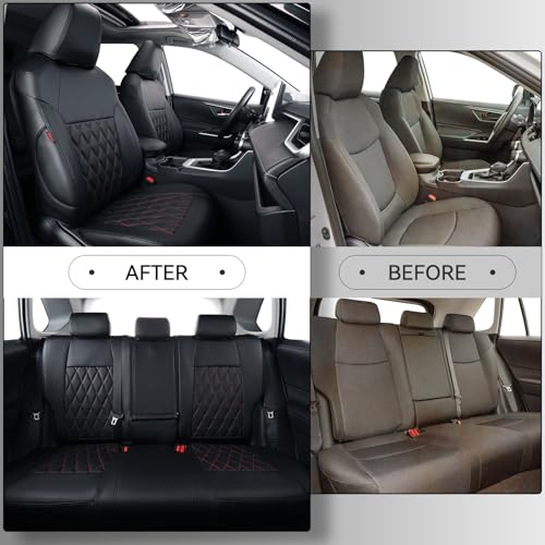 Camry Car Seat Covers Custom for Toyota 2025 2026 Camry (Leatherette(Black/Red) / 2025-2026 Camry Hybrid (XLE/XSE))