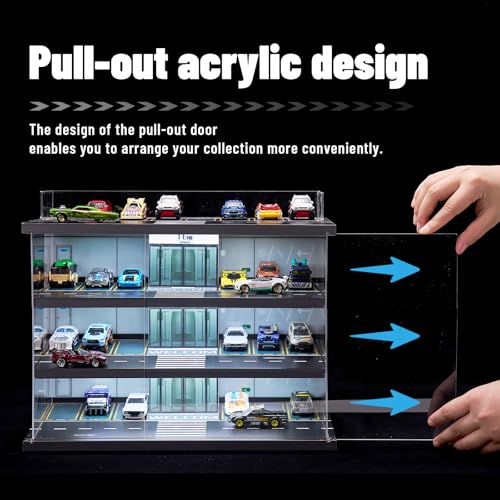 Display Case for Hot Wheels & Matchbox Cars with LED Light (4 Floor)