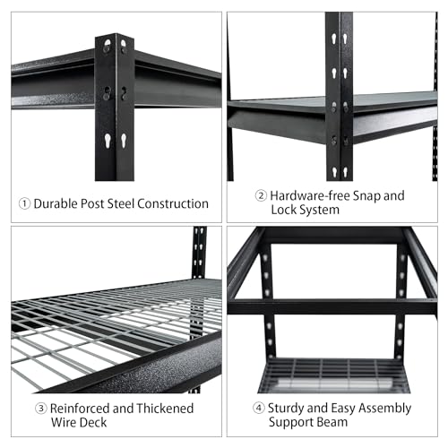 The Atlas 48" W Heavy Duty Garage Shelving Unit Load 12000 Lbs (Black / 48”W x 24”D x 72”H, 12000lbs)