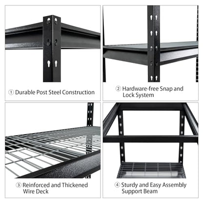 The Atlas 48" W Heavy Duty Garage Shelving Unit Load 12000 Lbs (Black / 48”W x 24”D x 72”H, 12000lbs)