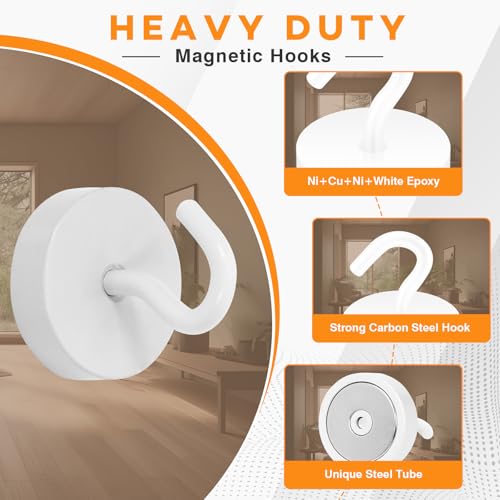 Magnetic Hooks Steel Tube Design for Cruise (White / 80lb Magnetic Hooks)