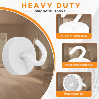 Magnetic Hooks Steel Tube Design for Cruise (White / 80lb Magnetic Hooks)