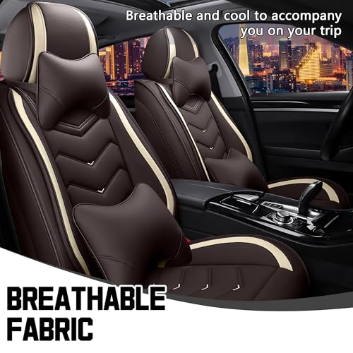 Car Seat Covers for Chrysler Pacifica 2004 (2 Pcs Front with Pillow / Coffee color)