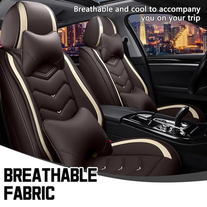 Car Seat Covers for Chrysler Pacifica 2004 (2 Pcs Front with Pillow / Coffee color)