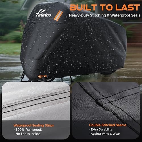 Heavy Duty Motorcycle Cover Waterproof Outdoor Storage Fits Up to 96.5" (Silver / 96.5")