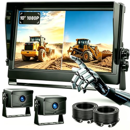 10.1" 1080P AHD Wired Reverse Rear View Backup Camera System (Carbon Black / 10"-2 Cam)