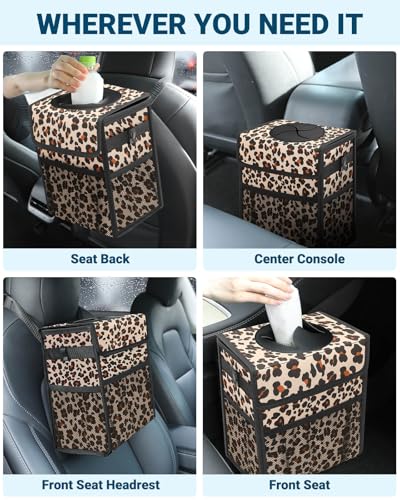 Car Trash Can with Lid (2.5 Gallons / Leopard)