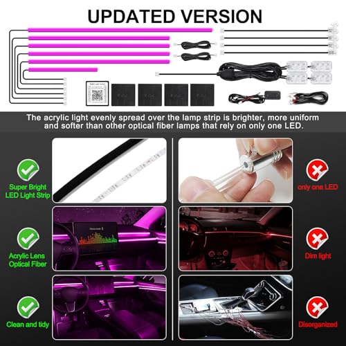 Acrylic Interior Car LED Strip Light with Wireless APP (RGB Color 14 in 1)