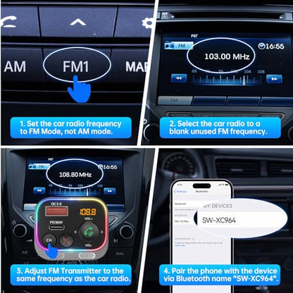 Bluetooth 5.4 FM Transmitter Car Adapter 54W (Silver)