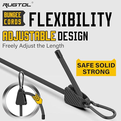 Bungee Cords with Hooks (Black / 60" - 12 Pack - Black)
