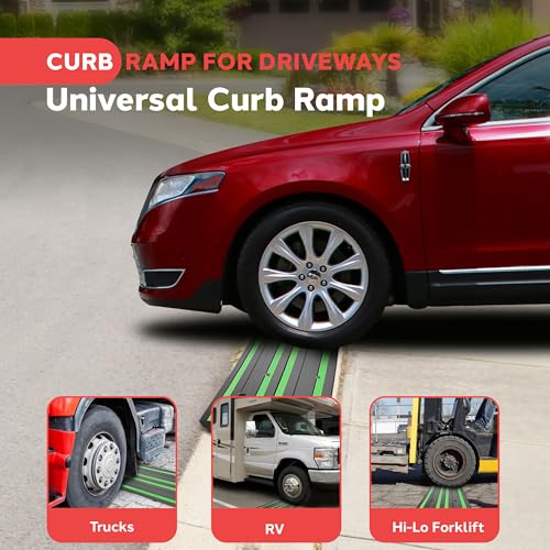 4 ft. Rubber Threshold Curb Ramp (1-Pack / Green)