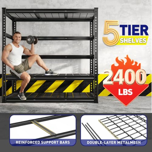 5 Tier Heavy Duty Metal Shelving for Garage Basement Warehouse (48" W x 18" D x 72" H)