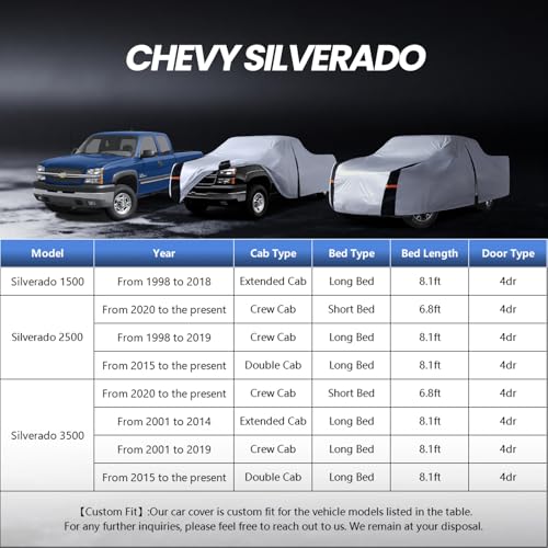 Multi Layer Chevy Silverado 2500HD (W.Fit Silverado 2500HD/3500HD Crew Cab SB / White Truck Cover)