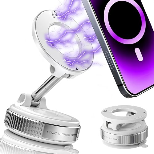 Upgraded 360° Vacuum Magnetic Phone Holder (White)